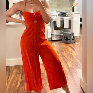 {SOLD} Anthropologie Orange jumpsuit Size 0 XS